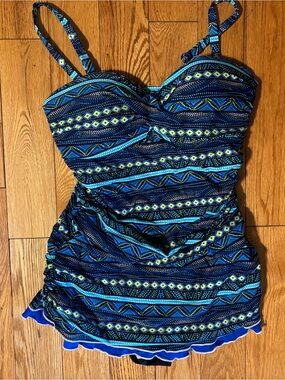 Mycoco Blue & Teal Geometric Swim Suit